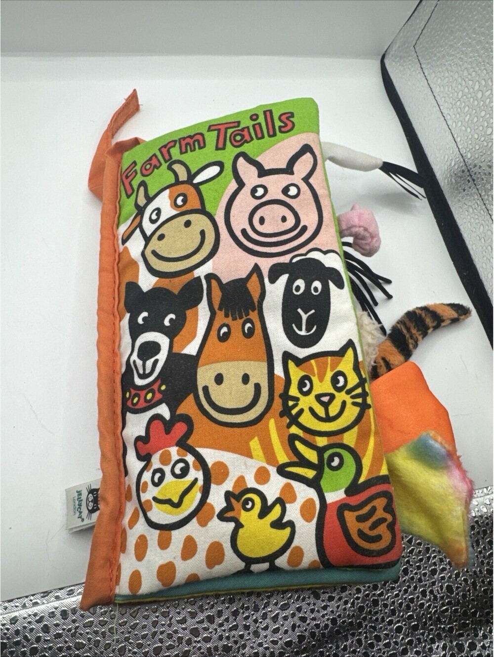 Jellycat Farm Tails Soft Cloth Book Baby Sensory Crinkle Toy With Tag